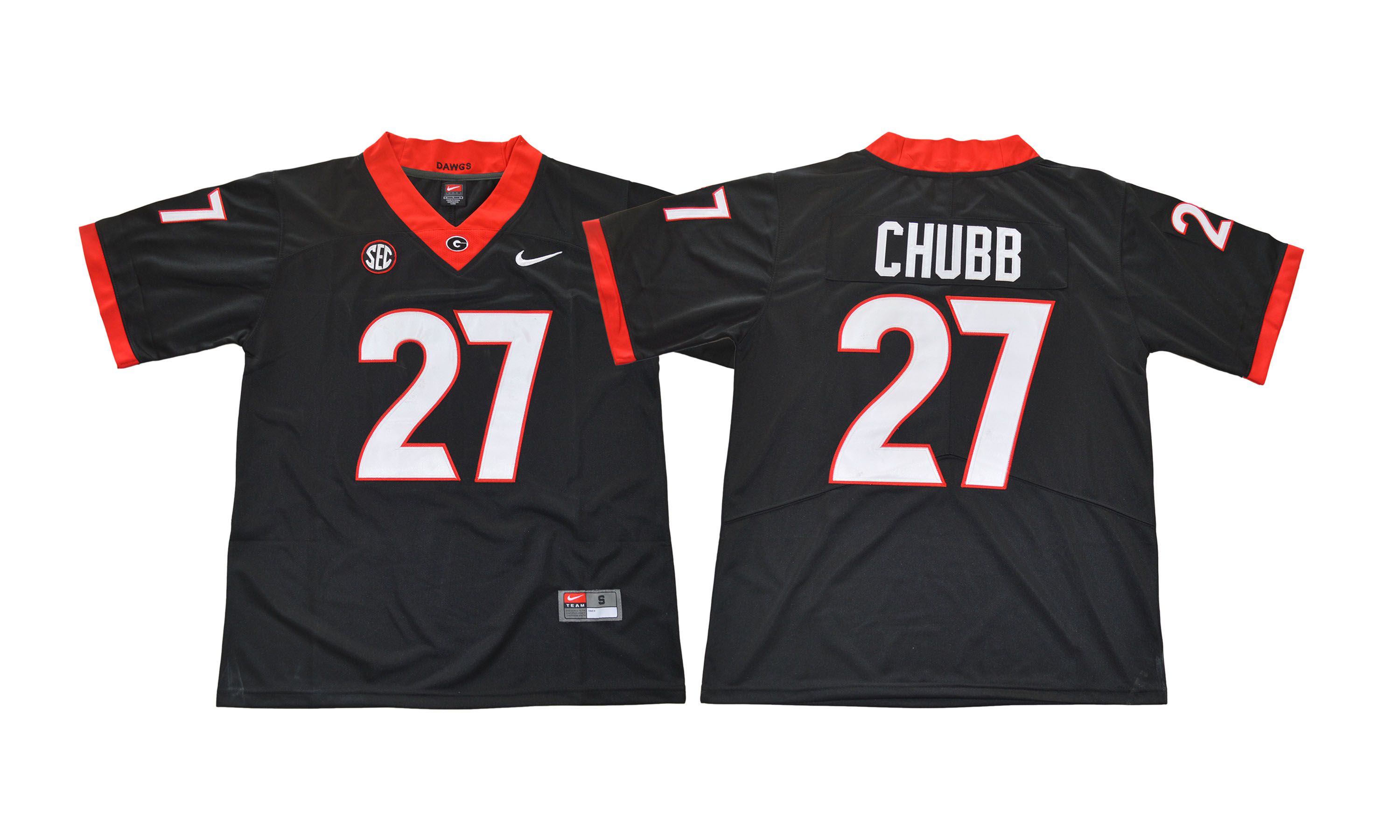 Men NCAA 2017 Georgia Bulldogs 27 Nick Chubb black Jersey